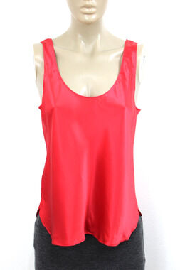 Treesha Cami Top Size L Tank 100% Silk Camisole Red